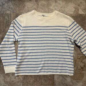 Reformation Cashmere Cream &  Blue Striped Crewneck Sweater